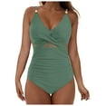 thumbnail image 1 of COMVALUE Womens One Piece Swimsuit Metal Modest Tummy Control Bathing Suit Slimming Full Coverage Mesh Swim Suit (Light Green, XL), 1 of 9