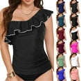 thumbnail image 1 of COMVALUE Womens One Shoulder Tankini Swim Tops Ruffle Bathing Suit Tops No Bottoms (Green, XXL), 1 of 9