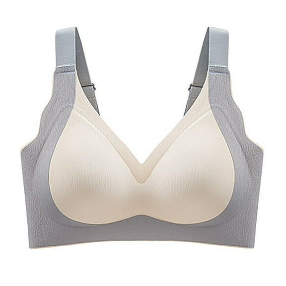 COMVALUE Womens Seamless Wireless Supportive Bras Push Up Comfort Soft No Underwire Full Coverage T-Shirt Bra (Grey, L)