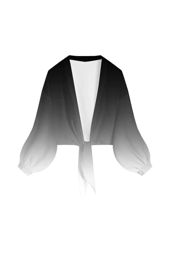 Womens Sheer Cardigan Tie Front Long Sleeve Shirts Cropped Bolero Shrug Summer Tops for Women Chiffon Blouse (Grey, S)