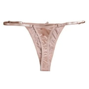 COMVALUE Womens Silk Panties G String Thong Underwear 1 Pack Light Pink, L
