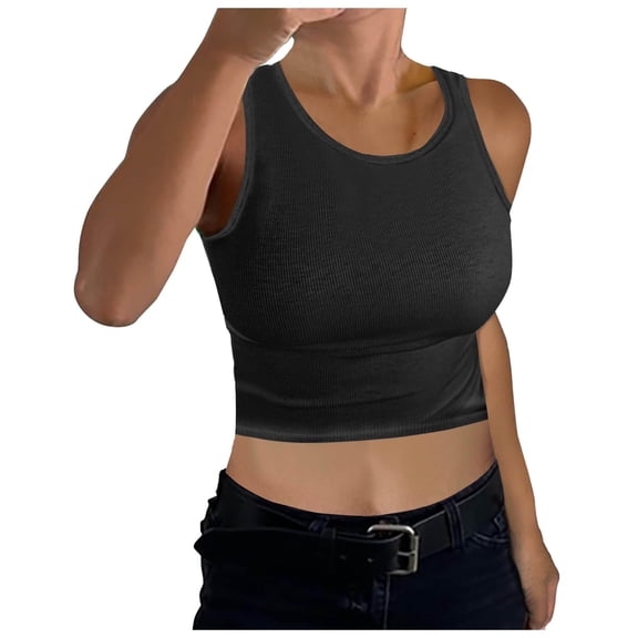 COMVALUE Womens Sleeveless Square Neck Tank Tops Summer Racerback Workout Top Ribbed Knit Slim Fit Basic 2026 Casual Clothes (Black, L)