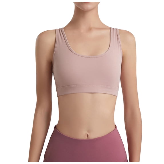 COMVALUE Womens Sports Bra Soft Touch Moisture-Wicking Bra, Moderate Support Bra for Women (Pink, L)