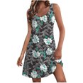 thumbnail image 1 of COMVALUE Womens Sundresses Mini Summer Dress Sleeveless Floral Dresses Sexy Wrap V Neck Tank Dress (Dark Gray, L), 1 of 5