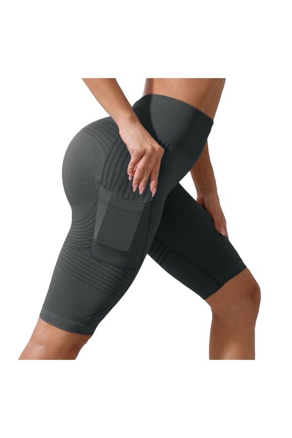 Womens Swim Board Shorts High Waisted UPF 50+ Biker Shorts with Pockets (Dark Gray, S)