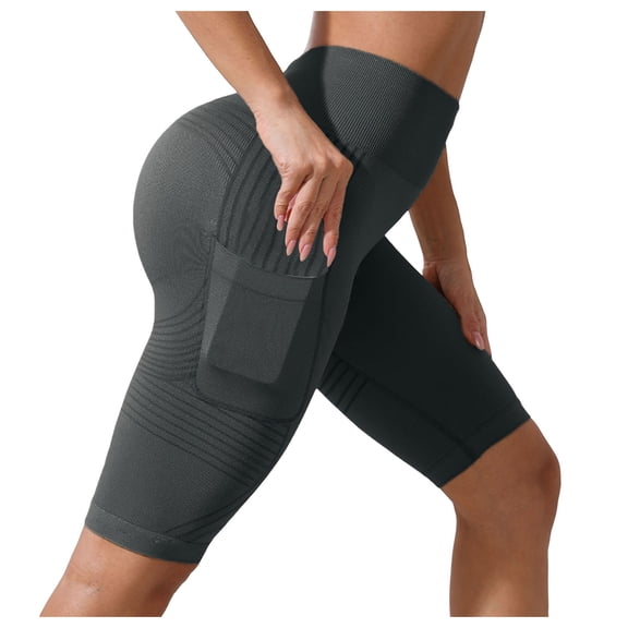 COMVALUE Womens Swim Board Shorts High Waisted UPF 50+ Biker Shorts with Pockets (Dark Gray, S)
