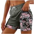 thumbnail image 1 of COMVALUE Womens Swim Trunks with Compression Liner Quick Dry 7 Inch Bathing Suit Beach Short with Zipper Pockets (Army Green, S), 1 of 9