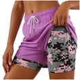 thumbnail image 1 of COMVALUE Womens Swim Trunks with Compression Liner Quick Dry 7 Inch Bathing Suit Beach Short with Zipper Pockets (Purple, XL), 1 of 9