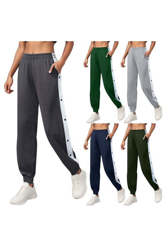 Womens Tear Away Pants Side Split Snap Open Post Surgery Pants Joggers Athletic with Pockets (Light Gray, XL)