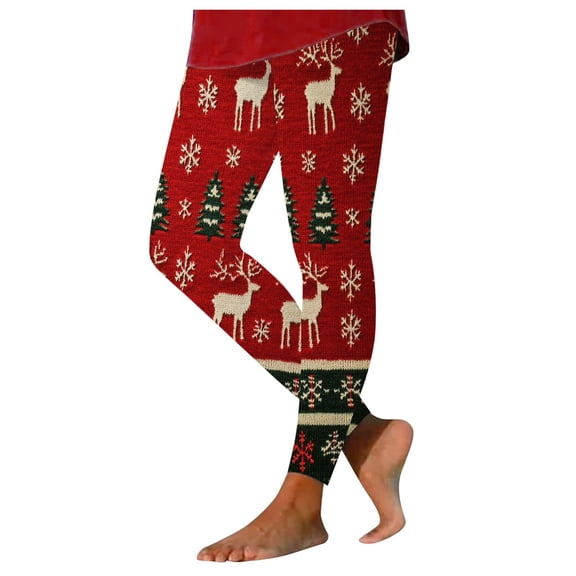 COMVALUE Womens Ultra Soft Brushed Christmas Day Leggings Pants Ankle Length (Hot Pink, XXL)