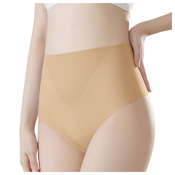 COMVALUE Womens Underwear Full Coverage No Show High Waisted Seamless Ladies Panties (Khaki, L)