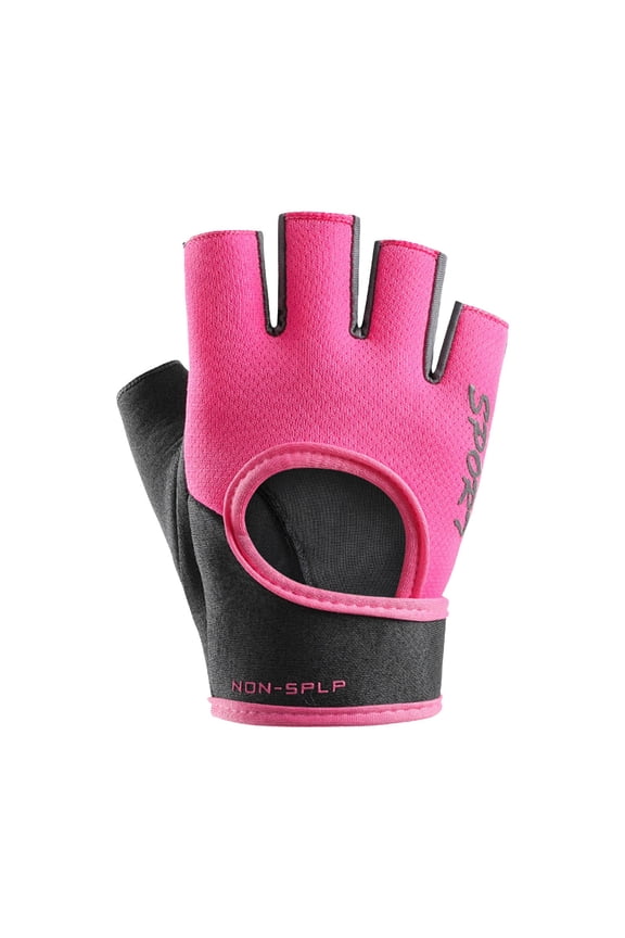 Womens Workout Gloves Low Sweat Mesh Fabric w/Grip-Lock Silicone Palm (Pink, M)