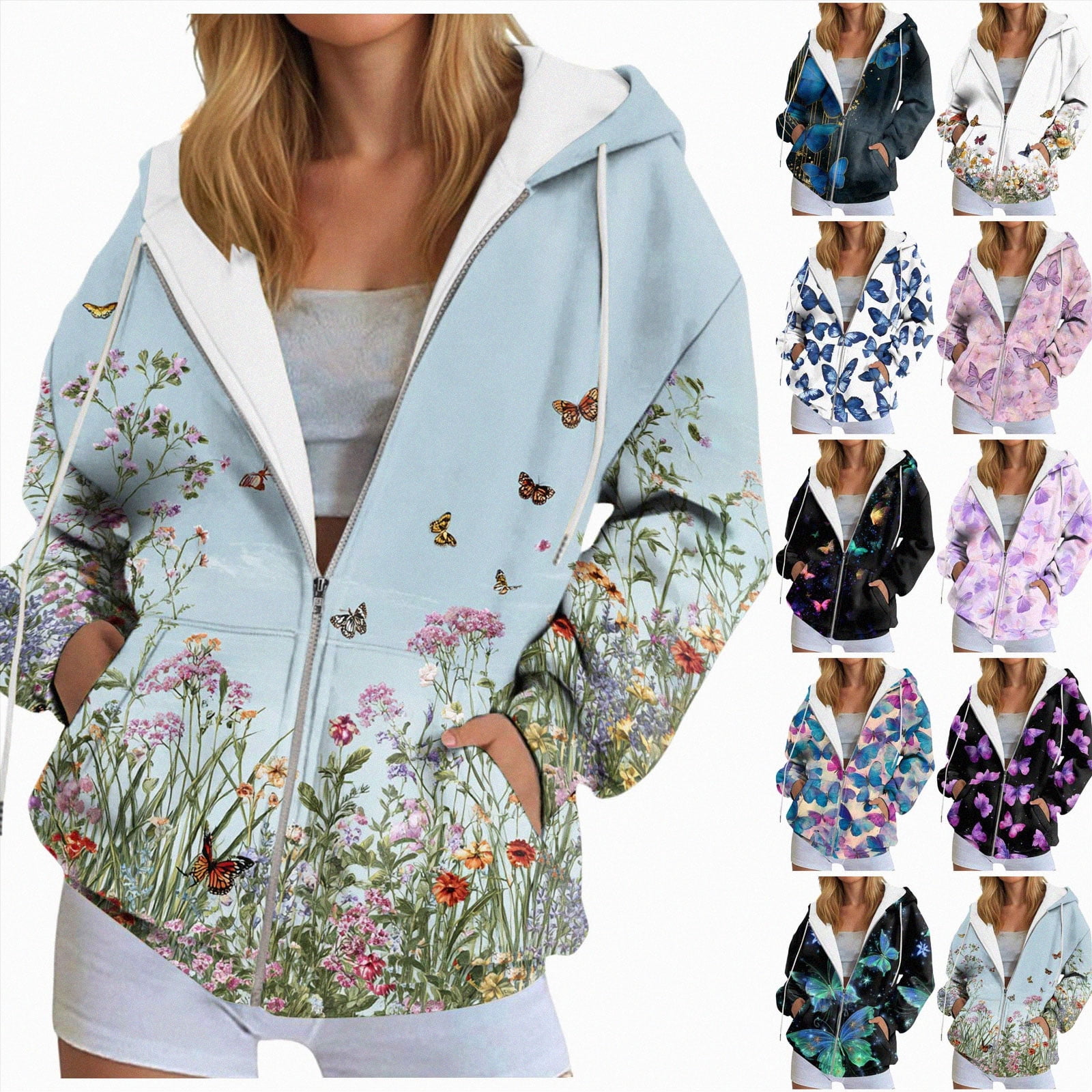 Paper Technology Graphical Images COMVALUE Womens Zip Up Hoodies Boho Floral Long Sleeve Sweatshirts ...