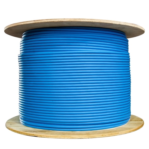Shielded Cat6a Blue Copper Ethernet Cable, 10 Gigabit Stranded, F/UTP, POE Compliant, 500Mhz, 26 AWG, Spool, 1000 foot