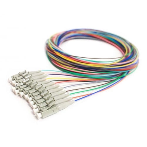COMZON 12 Fiber LC/PC Pigtail Cable - OM1 62.5/125 Multimode, 9.8 Feet (3 Meter) Beige Boot, Corning Fiber, Color-Coded, Low Loss