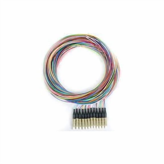COMZON 12 Strand Fiber Pigtail, Multimode OM2 50/125, LC/PC Connectors, Black Boot, 9.8 Feet (3 Meter) - Ideal for High Fiber Count Splicing