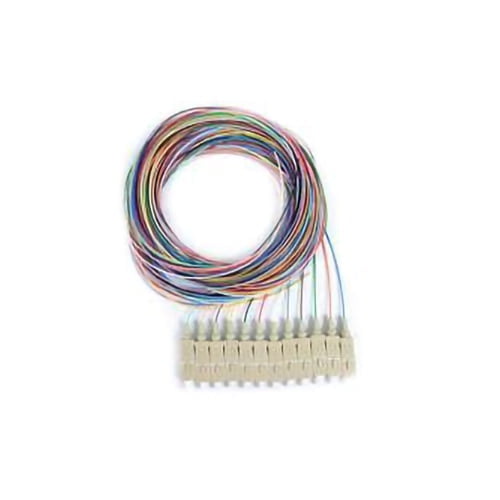 COMZON 12 Strand Fiber Pigtail, OM1 62.5/125, SC/PC Connectors, 9.8 Feet (3 Meter), Multimode Beige Boot, Color-Coded