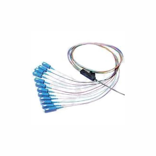 COMZON 12 Strand Fiber Ribbon Pigtail, Singlemode 9/125, SC/UPC, Blue Boot, 9.8 Feet (3 Meter) - High Fiber Count Splicing