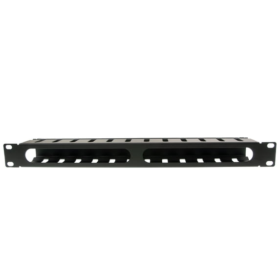COMZON 19 Inch Rackmount Cable Management, 12 Slot, 1U, Metal, Black - Horizontal Server Rack Wire Management System