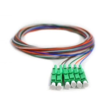 COMZON 6 Fiber LC/APC Pigtail, Singlemode OS2, Green Boot, 9.8 Feet (3 Meter) - Corning Fiber, Color Coded