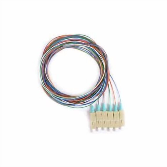 COMZON 6 Strand Fiber Pigtail, 50/125 Multimode OM3, SC/PC Connectors, 9.8 Feet (3 Meter), Aqua Boot, Color-Coded