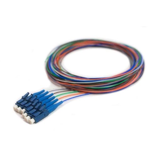 COMZON 6 Strand Fiber Pigtail, 9/125 Singlemode, LC/UPC Connectors, 9.8 Feet (3 Meter), Color-Coded, Blue Boot