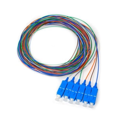 COMZON 6 Strand Fiber Pigtail, 9/125 Singlemode, SC/UPC Connectors, 9.8 Feet (3 Meter), Blue Boot - Corning Fiber