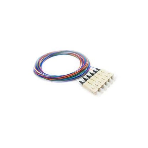 COMZON 6 Strand Fiber Pigtail, Multimode OM2 50/125, SC/PC Connectors, Black Boot, 9.8 Feet (3 Meter) - Color Coded for Splicing