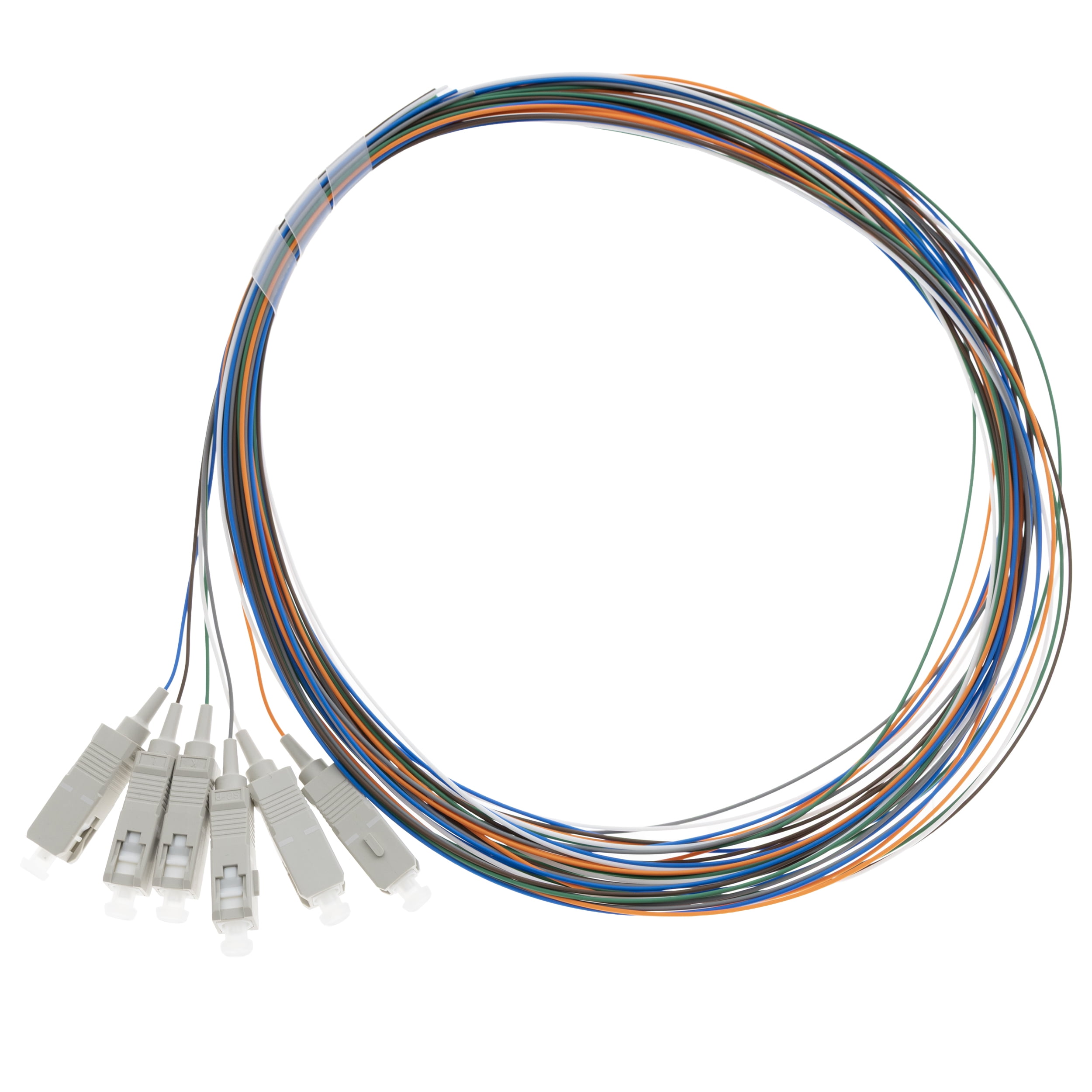 COMZON 6 Strand Fiber Pigtail, OM1 62.5/125, SC/PC Connectors, 9.8 Feet ...