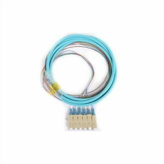 COMZON 6-Strand SC/PC Multimode Fiber Optic Distribution Pigtail, OM3 50/125, Color Coded 900um Breakout, 9.8 Feet (3 Meter) - Durable Jacket