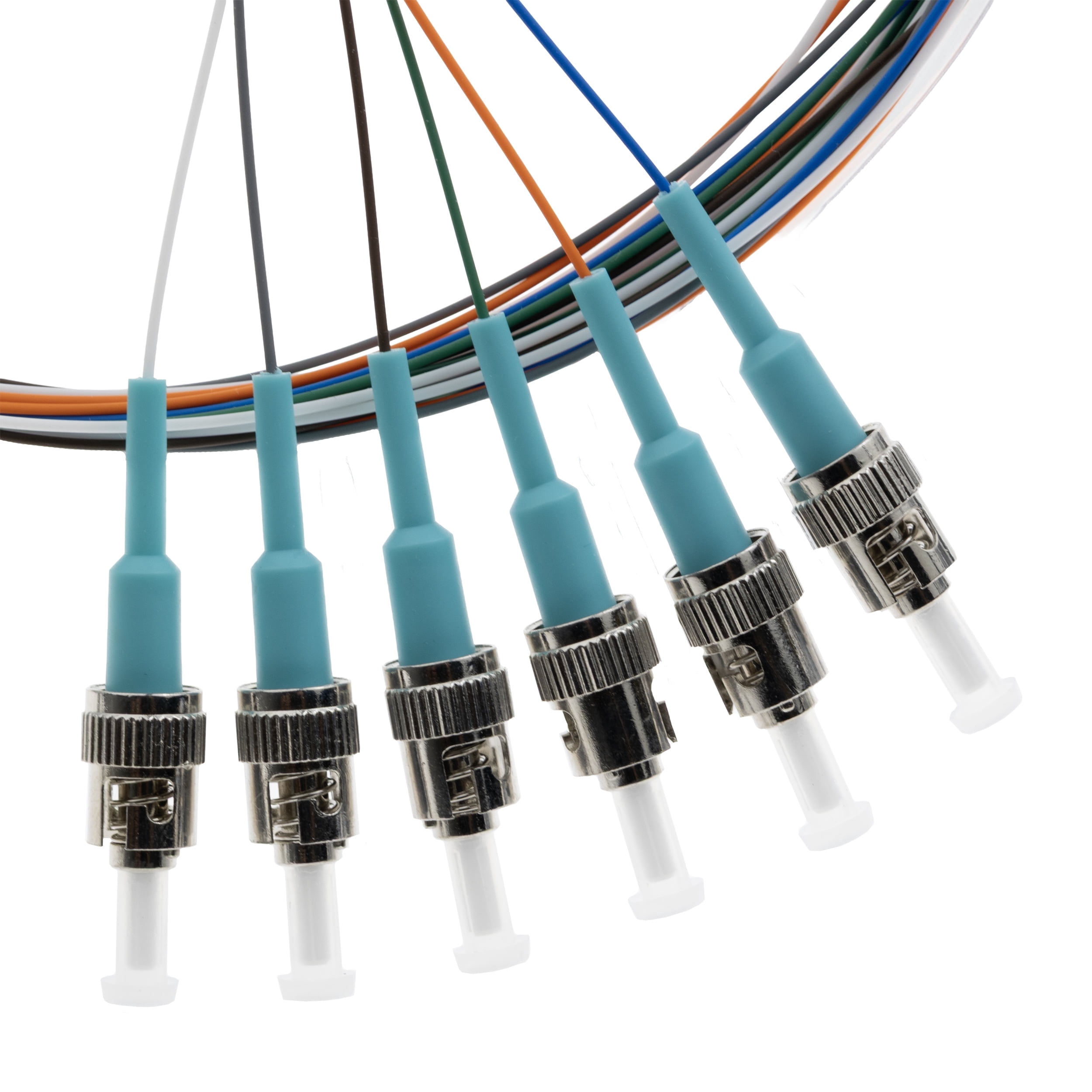 Multimode Color Identifications COMZON Fiber Pigtail, Multimode OM3, 6 Fiber, ST/PC, 9.8 Feet (3 Meter ...