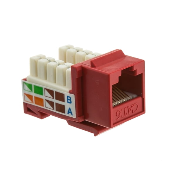 COMZON Slimline Cat6 Keystone Jack, RJ45 Female to 110 Punch Down, Red