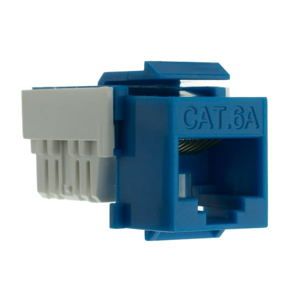 COMZON Slimline Cat6a Keystone Jack, RJ45 Female to 110 Punch Down, Blue