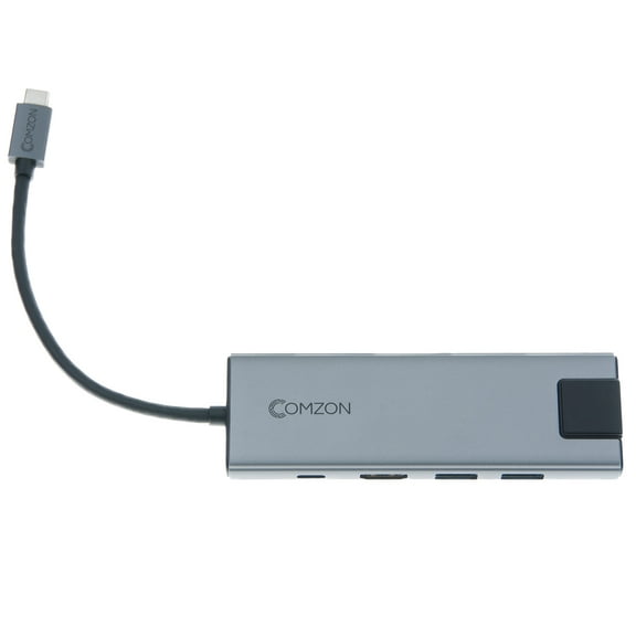 COMZON USB C Laptop Hub Multiport Adapter - 9-in-1 USB-C Hub with HDMI to USB C, 100W PD, 3 USB 3.0 Ports, SD/TF, Gigabit Ethernet, 3.5mm Audio Jack - Gray