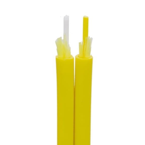 Zipcord Fiber Optic Cable – Duplex OS2 9/125 2-Strand Fiber Singlemode, Corning Fiber, Yellow, Riser Rated (CMR), High-Speed Data Transmission, 1000ft