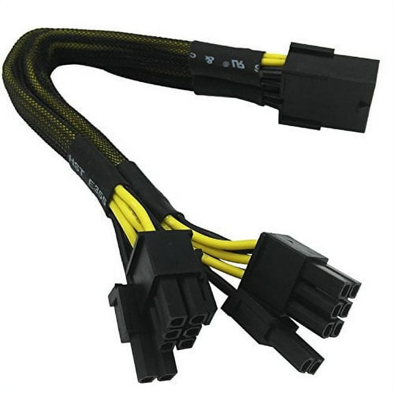 COMeap 8 Pin Female to 2x 8 Pin (6+2) Male PCI Express Power Adapter Braided Sleeved Y-splitter Cable 9-inch(23cm)