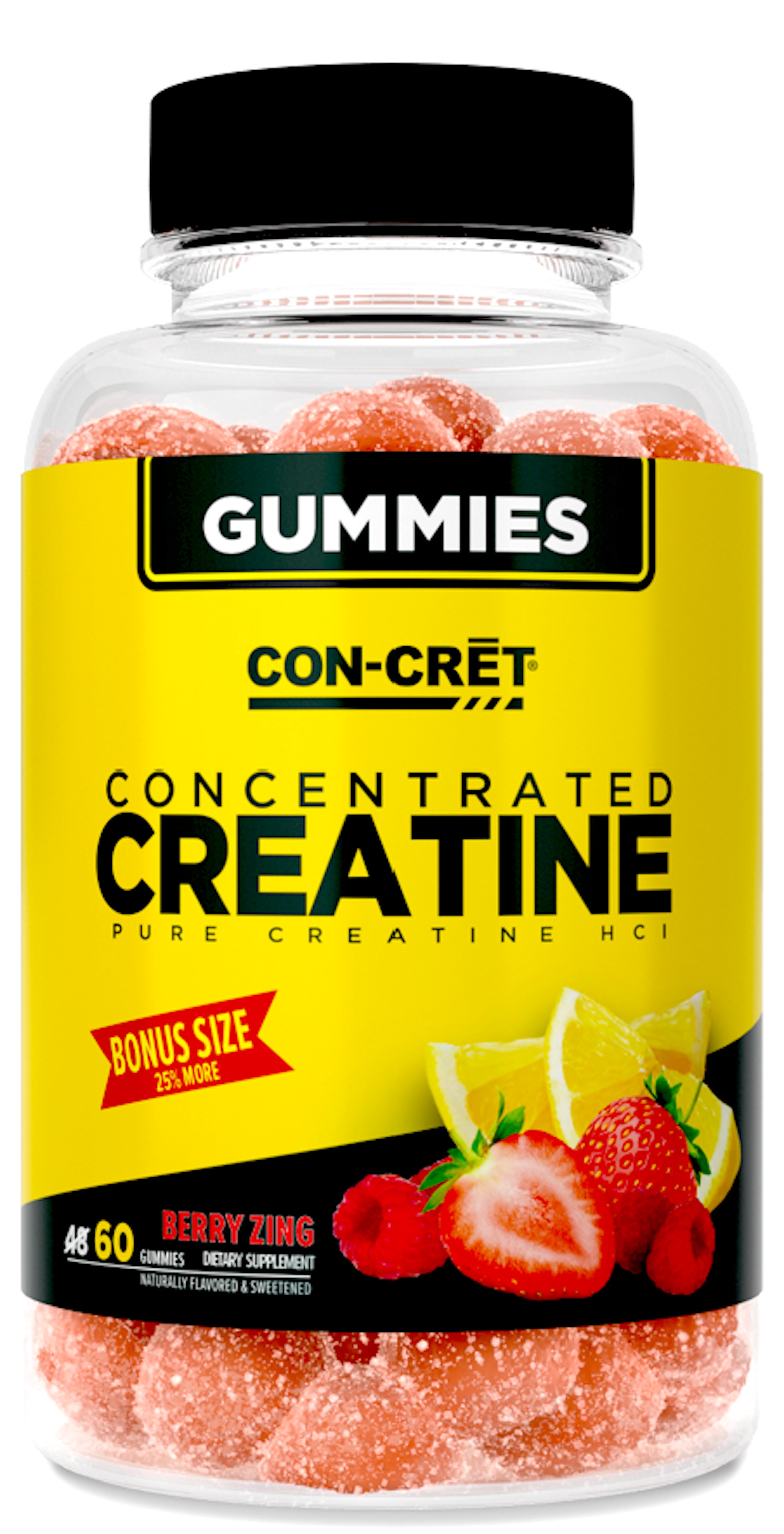 CON-CRET Concentrated Creatine Gummies, Berry Zing Flavor, Supports ...