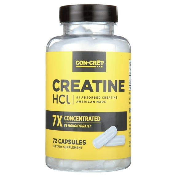 CON-CRET Creatine HCl Capsules | Supports Muscle, Cognitive, and Immune Health | Creatine Pills, 72 Count