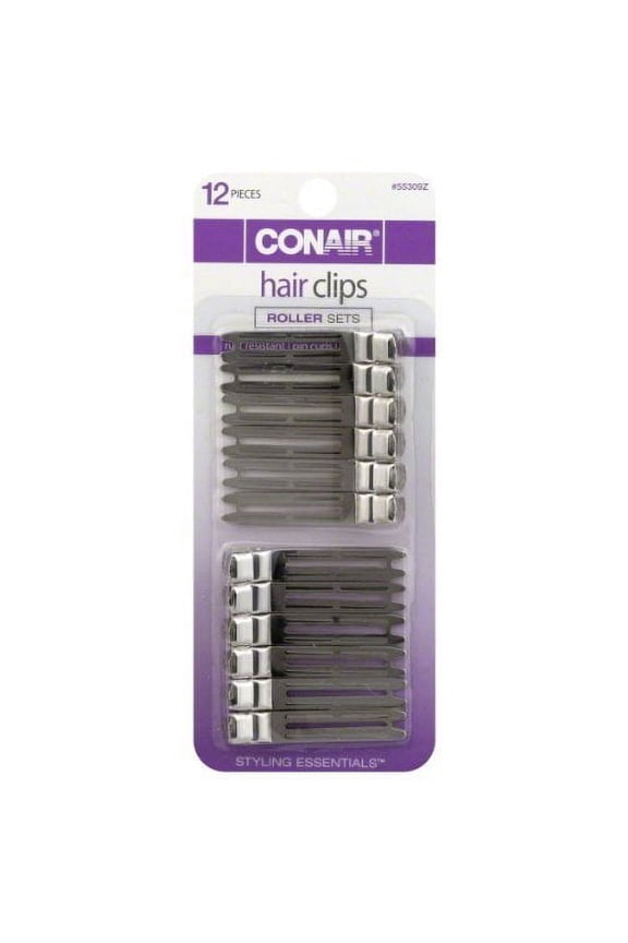 Chrome Plated Hair Clips - 12 Piece