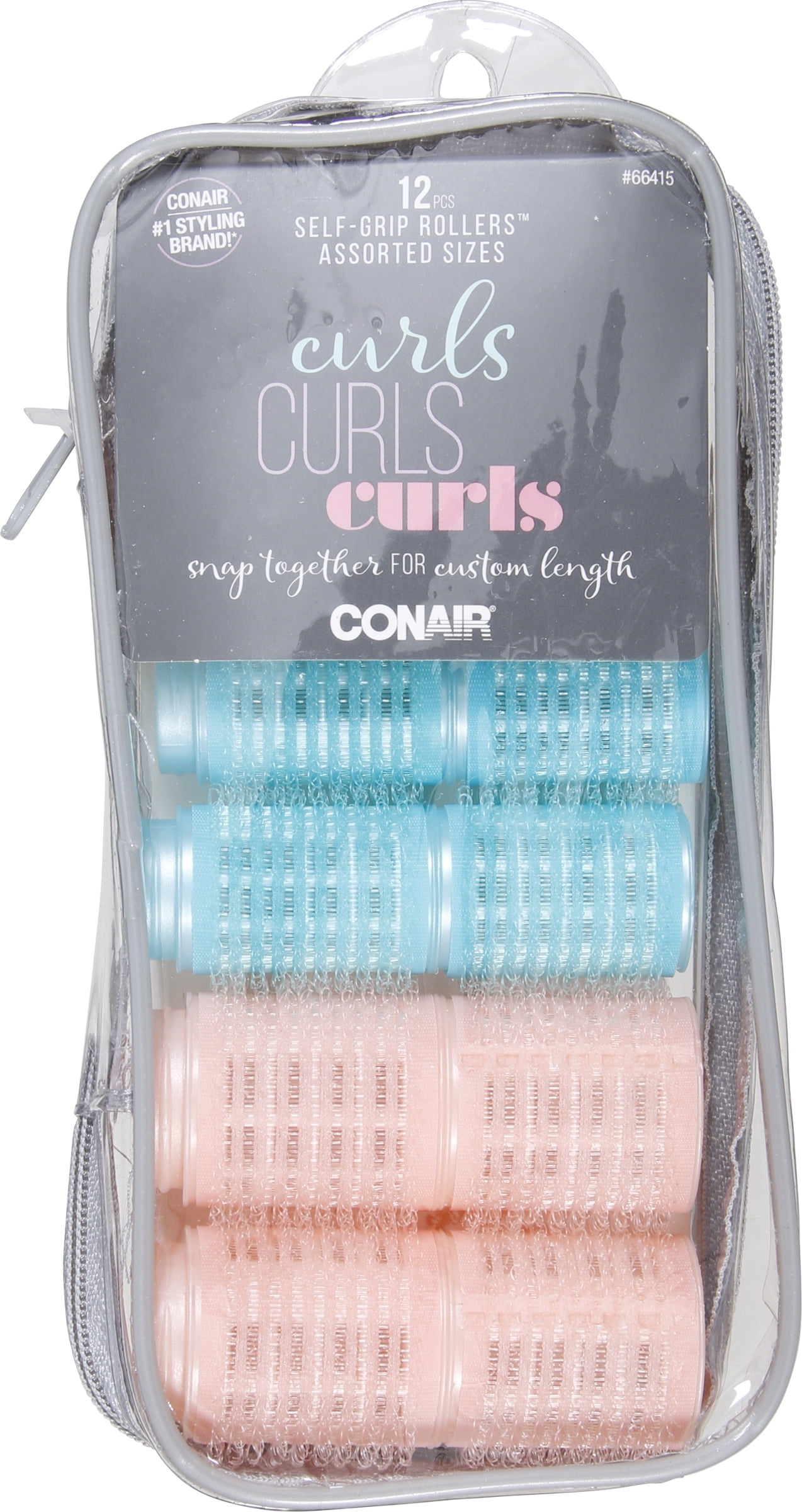 CONAIR Curls Curls Curls 12 SelfGrip Assorted Sizes Hair Rollers