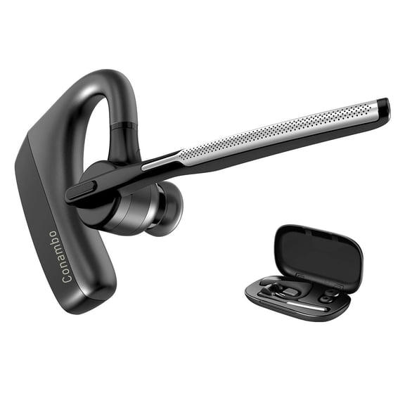 CONAMBO Bluetooth Headset V5.1, 16 Hrs HD Talktime CVC8.0 Dual Mic Noise Cancelling Hands Free Bluetooth Earpiece for Cell Phone iPhone Android Driving Business Office