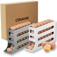 thumbnail image 1 of CONAVAS 2 PCS Egg Holder for Fridge, Egg Dispenser Auto Rolling Egg Tray Storage and Organizer, Space-Saving Egg Roller for Refrigerator - White & Gray, 1 of 7