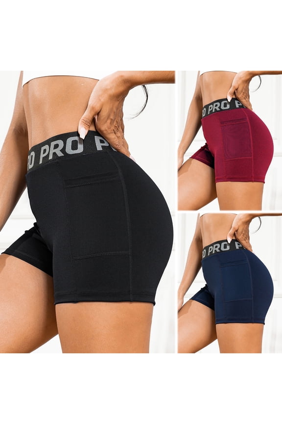 3 Pack Biker Shorts Women Workout Shorts Women Yoga Shorts with 2 Pockets High Waisted Yoga Running Gym Spandex Compression Shorts - 3 Pack - XL