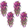 thumbnail image 1 of BITOUSHI Artificial Fake Hanging Flowers Plants for Outdoor Spring Summer Decoration 4PCS Faux Silk UV Resistant Realistic Morning Glory Trailing Vines for Home Porch Patio Balcony(Purple&Pink), 1 of 10