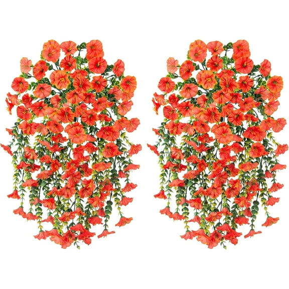 BITOUSHI Artificial Hanging Flowers for Outdoor,2 PCS Faux Silk Flower Daisy Long Vines with Eucalyptus Leaves,Spring Decoration for Home Wall Porch Patio Balcony