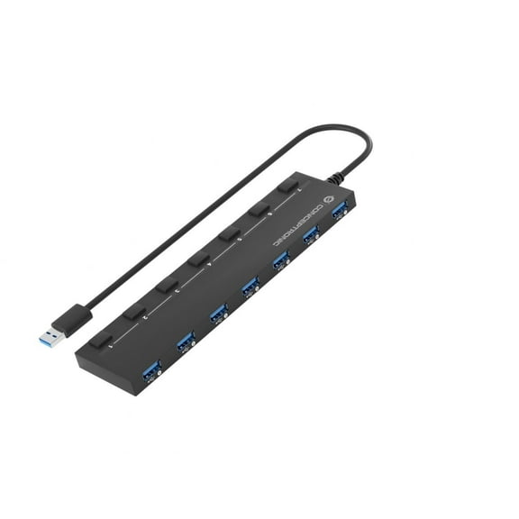 CONCEPTRONIC HUBBIES19BP 7-Port USB 3.0 HUB with Power Supply, 90 cm Cable, Individual Power Sw