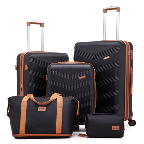 CONCEPZEN 5-Piece Expandable Hardshell Luggage Set with Spinner Wheels TSA Approved Carry On 20-Inch & Checked 24/28-Inch Lightweight Suitcases Suitable for Business and Family Travel