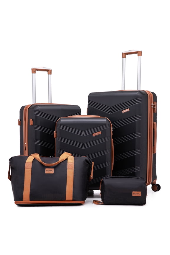 5-Piece Expandable Hardshell Luggage Set with Spinner Wheels and TSA Lock（20"Carry-on and 24" Travel Suitcase、28"Checked Luggage) Suitable for Business and Family Travel