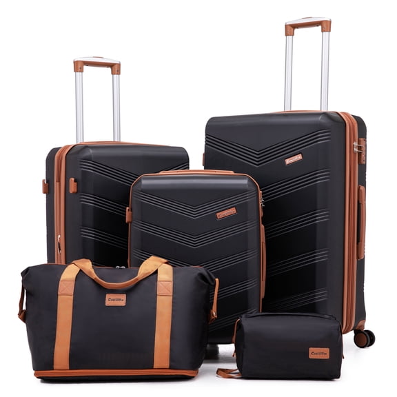 CONCEPZEN 5-Piece Expandable Hardshell Luggage Set with Spinner Wheels TSA Approved Carry On 20-Inch & Checked 24/28-Inch Lightweight Suitcases Suitable for Business and Family Travel