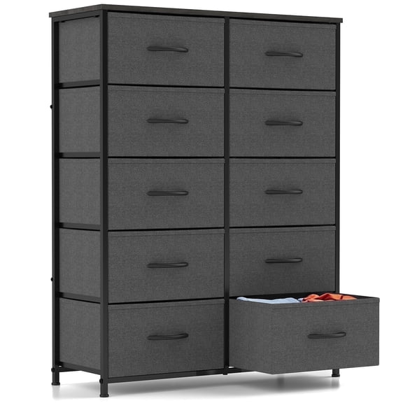 CONCETTA 10-Drawer Fabric Dresser Storage Chest for Bedroom, Closet, Entryway, Storage Furniture for Adults, Gray